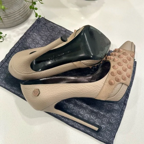 Philipp Plein Beige Studded Heels - Picture 5 of 7
